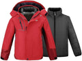 wantdo Boys' 3-in-1 Ski Jacket Fleece-Lined Winter Coat Hooded Raincoat