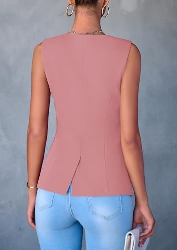 PRETTYGARDEN Women Tailored Suit Vest Business Casual Tops