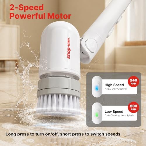 Shop-Vac Electric Spin Scrubber, 2-Speed Cordless Shower Scrubber, 5430576