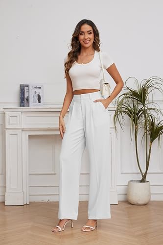 FUNYYZO Wide Leg Dress Pants for Women Work Slacks Business Casual Outfits