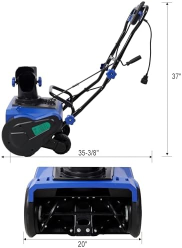 20 Inch Electric Snow Blower with Wheels, Corded Electric Snowblower with Dual LED Lights for Patio Driveway Walkways, 15-Amp Snow Thrower Lightweight with 30 FT Throwing Distance (Blue)