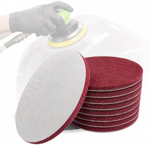 LiME LiNE 6" Scuffing Pads, Hook & Loop for Orbital Dual Action Sanders (Red 8 Pack)