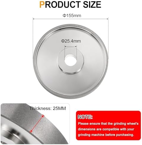 HARFINGTON Diamond Lapidary Wheel 6 Inch x 1 Inch Arbor Hole 320 Grit Grinding Wheels for Stone, Marble, Glass, Ceramics, Crystal, Carbide, Steel
