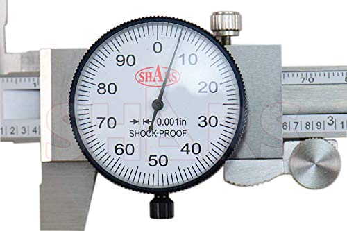 Shars Precision Stainless Steel Shock Proof Dial Caliper 0-6" w/Metric Scales, .001" Graduation 303-1305D P