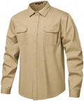 FR Shirt 7oz Fire Resistant Shirts Men's,CAT2 Welding Shirt 100% Cotton Flame Resistant Shirts Khaki (5X-Large)