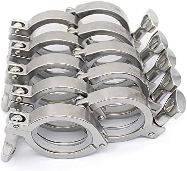 QiiMii 13MHHM Stainless Steel 304 Single Pin Heavy Duty Tri Clamp with Wing Nut for Ferrule TC 2"(10 Pack) (2 Inch)