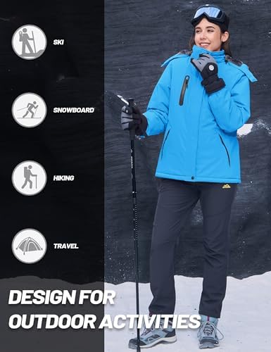 MAGCOMSEN Womens Winter Coats Waterproof Ski Snow Warm Fleece Rain Jacket