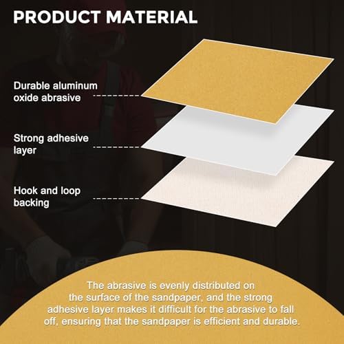 50Pcs Sanding Discs 8-7/8In 120Grit Hook and Loop Sandpapers Yellow