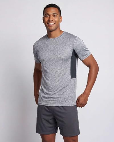 5 Pack Men's Dry Fit Workout T Shirts Crew Neck Athletic Gym Running Tees