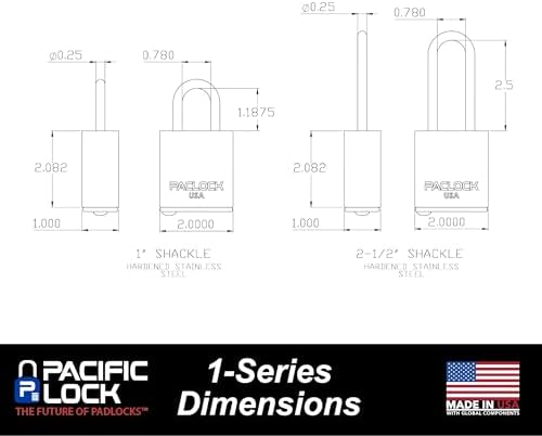 PACLOCK's 1-Series Padlock, Standard Rekeyable (SR), 1/4" Diameter Hard. Stainless Steel Shackle, 2-1/2" Tall, One Lock Keyed to a Number U-Pick! w/ 2 Keys, Green