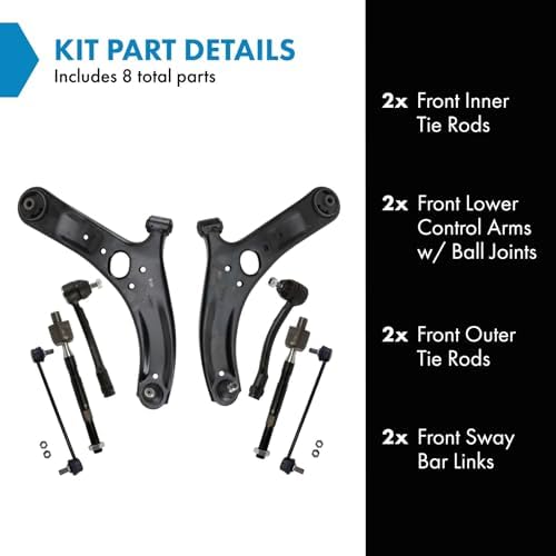 TRQ Front Steering and Suspension Kit Tie Rods Control Arms Ball Joints