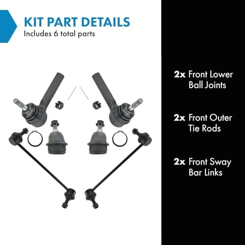 TRQ Front Steering & Suspension Kit Ball Joint Sway Bar Stabilizer Link Tie