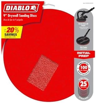Diablo Hook & Lock ROS Sanding Discs for Drywall - Smooth Finish, Clog-Free Sanding - 9", 100 Grit, Medium, Aluminum Oxide Blend,25-Pack - DCD090100H25G