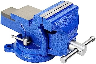 HFS(R) 5" Heavy Duty Bench Vise Anvil with 360° Swivel Locking Base Desktop Clamp (16LBS) - FS Blue Design