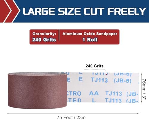 Sandpaper Roll 3Inch 75FT 240Grit Aluminum Oxide Emery Cloth Roll