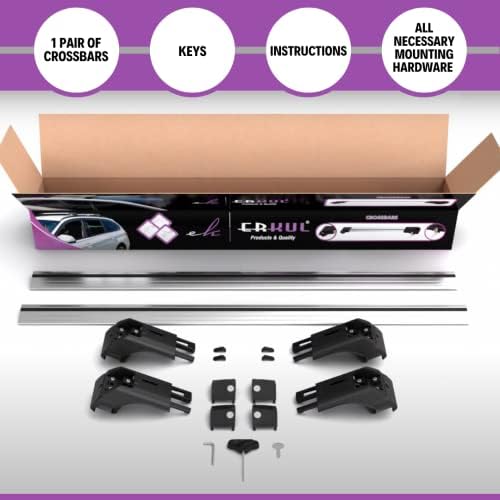 ERKUL Roof Rack Cross Bars for Kia Sportage 2017-2022 | Aluminum Crossbars with Anti Theft Lock for Rooftop | Compatible with Flush Rails - Silver