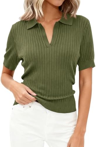 PRETTYGARDEN Women's Short Sleeve Sweater Polo Shirts