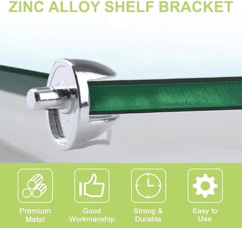 Adjustable Glass Shelf Bracket Pegs 20Pcs Zinc Alloy Frameless Glass Shelf Holder Half Round Cabinet Clamp with Pin Wall Mounted Clips for 3-8mm Glasses (Chrome)