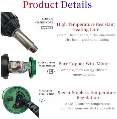 110V 1600W Hot Air Plastic Welder Hand Held Heat PVC Vinyl Linoleum Flooring Hot Air Welding Gun Tools Kit (Set 1)