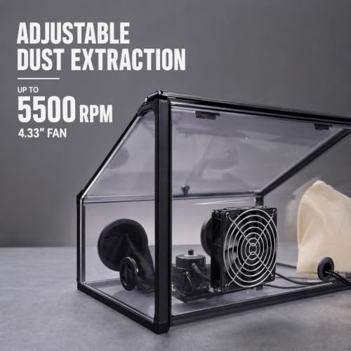 Enclosed Grinding Dust Box,Fully Enclosed Grinding Table Polisher,-Proof Cage,Acrylic Cover,LED Light with Fan,Small Acrylic Transparent Box,for -Proof from Flying Away During Grinding Operation