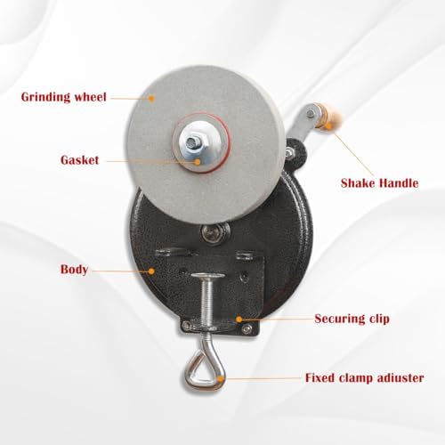 Hand-cranking Knife Sharpener for Hunting, Heavy Duty Knife Sharpener System Bearing Type 6 Inches DIY Polishing Machine Tool Grinder Marble Polishing Wheel