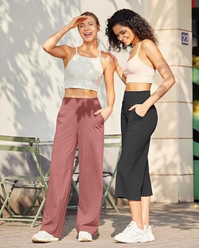 G4Free Yoga Pants for Women Wide Leg Pants with Pockets High Waisted