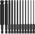 Metric Ball End Hex Head Allen Wrench Drill Bit Set | LATTOOK 12PCS Ball End Hex Bit Set, Allen Key Drill Bit Set, Magnetic S2 Steel, 4'' Long