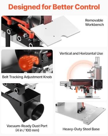 VEVOR Belt Grinder Sander with VFD & Protective Shield, 72-82 x 2-Inch Variable Speed Belt Polisher, 1500W Knife Making Machine with 3 Grinding Modes & 3PCS Sanding Belts for Metalworking
