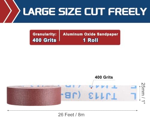 Sandpaper Roll 1Inch 26FT 400Grit Aluminum Oxide Emery Cloth Roll
