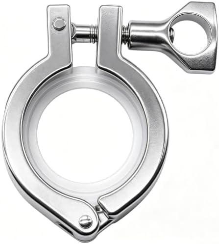 10PCS 1.5" 304 Stainless Steel Tri-clamp, Single Pin Heavy Duty Tri Clamp with Wing Nut Generic Ferrule TC with 10PCS Silicone Gasket (About 110g Each)