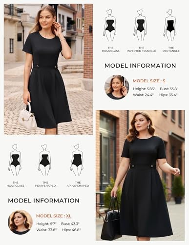GRACE KARIN Women's 2026 Short Sleeve Church Work Midi Dresses with Pockets