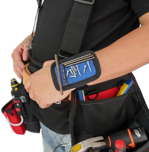 MELOTOUGH Magnetic Tool Belt Suspenders with Magnetic WristBand for Work Belt Padded Suspenders Constrcution