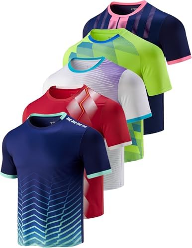 Liberty Imports 5 Pack Men's Active Quick Dry Crew Neck T Shirts