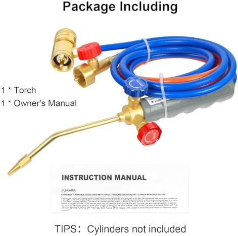 Brazing Torch Kit for MAPP Gas & Propane, Brass & Stainless Steel Cutting Torch Kit, Welding Torch Set for Soldering, Jewelry, HVAC, Glass Blowing