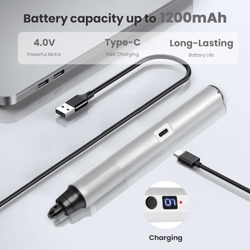 Tarlido Electric Engraving Pen, Mini Cordless Rotary Tools, USB Rechargeable Etching Pen, 4V/1200mAh DIY Engraver Machine for Metal, Wood, Glass, Plastic,2 Stencils, Sliver