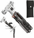 HANSHI Upgraded Adjustable Wrench Multitool Hammer with YG10 Tungsten Steel Replaceable Wire Cutters for Men,18 in 1 Pocket Multi Tool Knife with Spring-Action Pliers for Camping,Survival (Black)