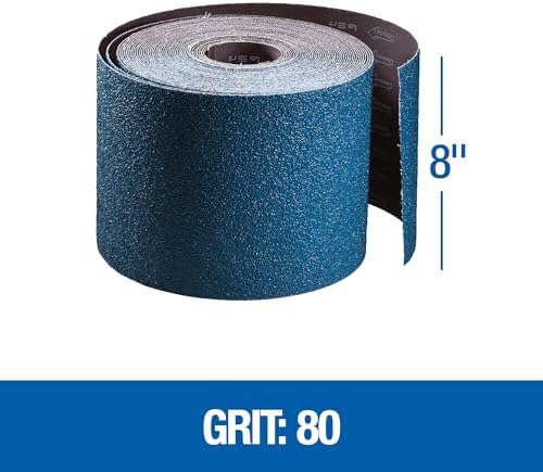 Mercer Industries 402080 Zirconia Cloth Floor Sanding Roll, 8" x 25 yd, Grit 80x