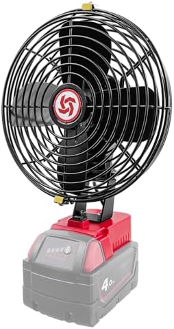 Portable Cordless Fan Compatible with Milwaukee 18V Battery,Battery-powered Cooling Fan for Workshop Outdoor Camping Travel,Powerful Air Circulation at Work,Jobsite Blower Bare Tool
