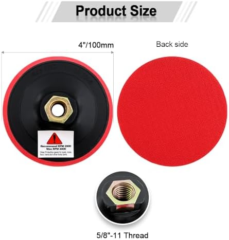 SHDIATOOL 4-Inch Backer Pad Backing pad of Foam Plastic Body with 5/8-Inch-11 Thread for Diamond Polishing Pads