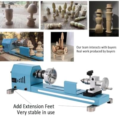 Mini Wood Lathe Machine Infinite Speed Control Multi-Purpose Type For Desktop Supports Wood Sawing, Polishing, Grinding The Professional Set Of Accessories Comes With Instructions For Easy Use