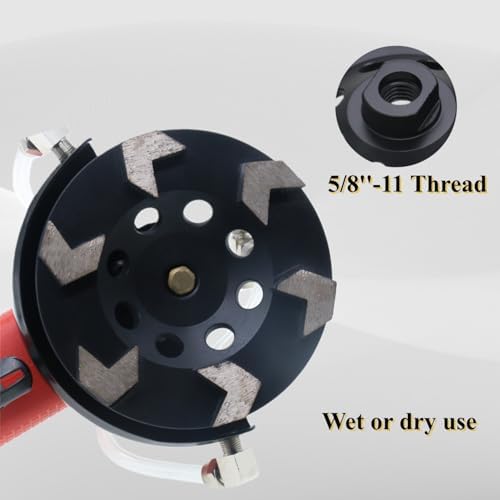 High Performance Diamond Grinding Cup Wheel, 5’’ Aggressive Arrow Segment Grinding Wheel for Concrete Thin Epoxy Coating Removal, 5/8"-11 Arbor, 30/40 Grit, 6 Segments