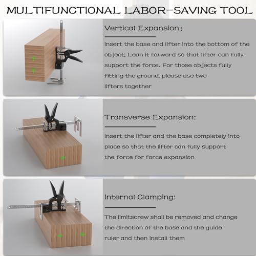 2Pcs Metal Labor Saving Arm Jack, 440LBS Furniture Lifting Tool, Furniture Jack Adjustable Height Support for Door Installation, Tile Laying, Cabinet Lifting & Window Positioning