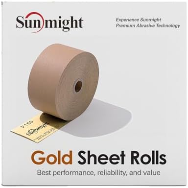 Sunmight Film 220 Grit Sandpaper Roll 2-3/4" x 45 Yards – PSA Longboard Sandpaper – Adhesive Backed for Auto Body, Wood, Metal, Marine & Aerospace – Durable Latext Paper Backing for Smooth Sanding