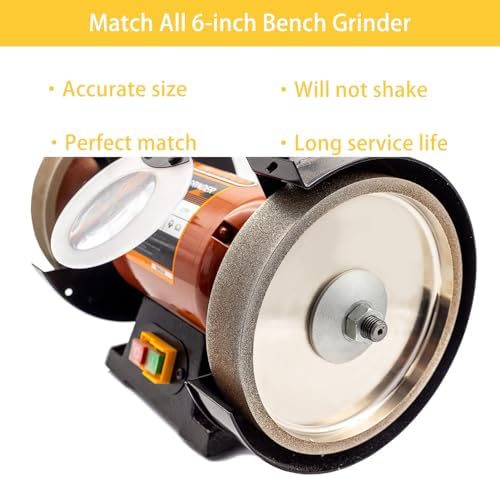 CBN Grinding Wheel 6 Inch 320 Grit, 1" Wide, 1/2" Arbor, for HSS Tools, Lathe Chisels & Woodturning Tools, Fits 6-Inch Bench Grinders(320 Grit)