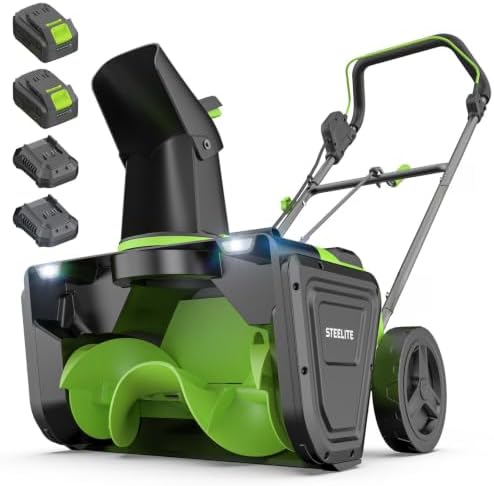 STEELITE 40V(2X20V) Cordless Snow Blower, 20-Inch Snow Thrower 850 lbs/Minute Capacity, Includes 2 x 4.0Ah Batteries & Chargers, Ideal for Walkways and Driveways, Brushless Motor