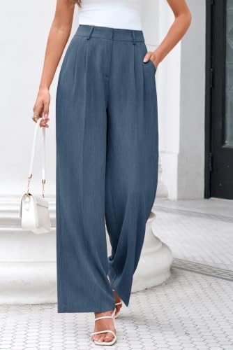 FUNYYZO Wide Leg Dress Pants for Women Work Slacks Business Casual Outfits