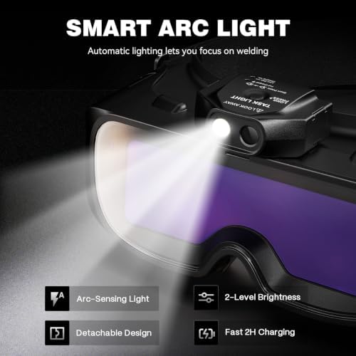 ARCCAPTAIN Auto-Darkening Welding Goggles Kit with LED Light, Shade 3/5-13