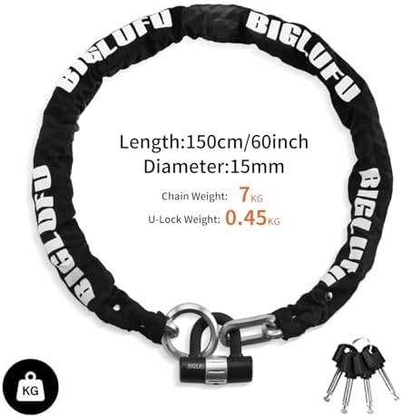 Motorcycle Chain Lock, 5FT Long Heavy Duty Anti Theft Bike Lock Chain