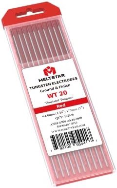 Tig Welding Tungsten Electrodes Red Tungsten 1/16” x 7” 10-Pack