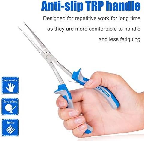 SPEEDWOX 5Pcs Mini Long Reach Pliers Set with Case Include Flat Nose Pliers End Cutting Pliers Bent Nose Pliers Diagonal Pliers Needle Nose Pliers for Making Crafts, Repairing